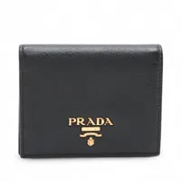 プラダ サフィアーノ 1MV204 レザー コンパクトウォレット ブラック