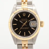 ロレックス レディ デイトジャスト 69173 SS×YG AT ブラック文字盤