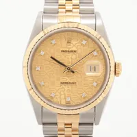 ロレックス デイトジャスト36 16233G SS×YG AT シャンパン 彫りコンピューター文字盤
