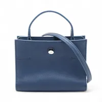 ロロピアーナ レザー 2WAYハンドバッグ ブルー