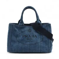 プラダ カナパ デニム 2WAYハンドバッグ ブルー