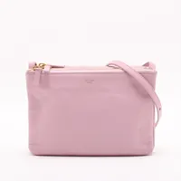 セリーヌ トリオ レザー ショルダーバッグ ピンク