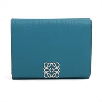 ロエベ アナグラム トライフォールド レザー コンパクトウォレット ブルー