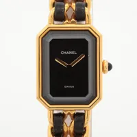 シャネル プルミエールL H0001 GP×革 QZ ブラック文字盤
