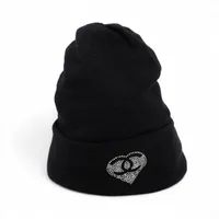 シャネル ココマーク ハート カシミヤ ニットキャップ ブラック