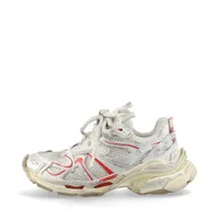 バレンシアガ ランナー フェイクレザー×メッシュ スニーカー 23cm ホワイト×レッド