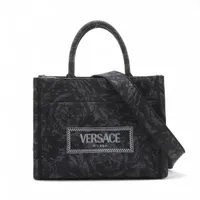ヴェルサーチ バロッコ アテナ キャンバス 2WAYハンドバッグ ブラック