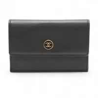 シャネル ココボタン キャビアスキン ブラック ゴールド金具