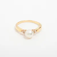 タサキ パール ダイヤ K18(YG) 約5.5mm