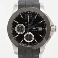 ロンジン コンクエスト L3.661.4 SS×ラバー AT ブラック文字盤