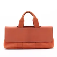 エルメス ヴァルパライソ ロングMM トワルシェブロン オレンジ シルバー金具