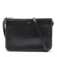 セリーヌ トリオ レザー ショルダーバッグ ブラック