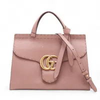 グッチ GGマーモント レザー 2WAYハンドバッグ ピンク