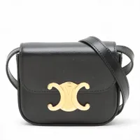 セリーヌ トリオンフ ミニ クロード レザー ショルダーバッグ ブラック