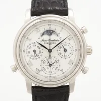 天賞堂 グランドコンプリケーション SS×革 QZ ホワイト文字盤