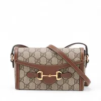 グッチ GGスプリーム ホースビット 1955 PVC ショルダーバッグ ベージュ