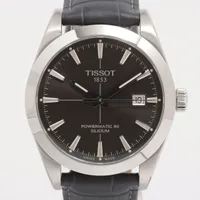 ティソ ジェントルマン オートマティック パワーマティック80 シリシウム T127407A SS×革 AT グレー文字盤