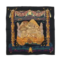 エルメス カレ90 L'ATLANTIDE アトランティス大陸 シルク スカーフ ブラック