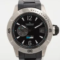 ジャガールクルト マスターコンプレッサー ダイビング GMT 159.T.05 SS×ラバー AT ブラック文字盤