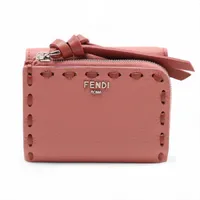 フェンディ 7M0210 PVC×レザー ラウンドジップウォレット ブラック A