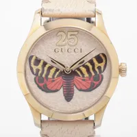 グッチ Gタイムレス 126.4 SS×革 QZ アイボリー文字盤