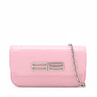 バレンシアガ クロコ型押し チェーンショルダーバッグ ピンク