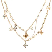 ヴィトン コリエブルーミングストラス M68374 GP×ラインストーン ネックレス LB1211 ゴールド