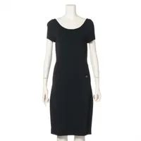 シャネル ポリエステル×レーヨン ニットワンピース 38 ブラック