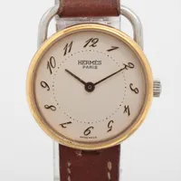 エルメス アルソー GP×SS×革 QZ アイボリー文字盤