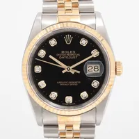 ロレックス デイトジャスト36 16233G SS×YG AT ブラック文字盤