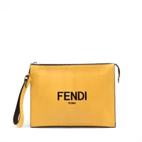 フェンディ レザー クラッチバッグ イエロー
