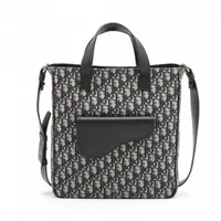 ディオール オブリーク サドル キャンバス 2WAYトートバッグ ネイビー