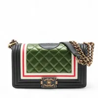 シャネル ボーイシャネル25 ラムスキン ネイビー ゴールド金具