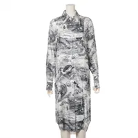 トムブラウン シルク シャツワンピース 40 ブラック×ホワイト