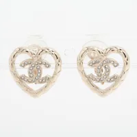 シャネル ココマーク ハート GP×ラインストーン イヤリング(両耳用) B25A ゴールド