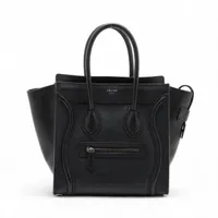 セリーヌ ラゲージ マイクロショッパー レザー ハンドバッグ ブラック