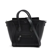 セリーヌ ラゲージ ナノショッパー レザー 2WAYハンドバッグ ブラック