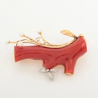 ノンブランド 珊瑚 パール K18