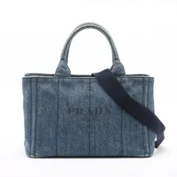 プラダ カナパ デニム 2WAYハンドバッグ ブルー