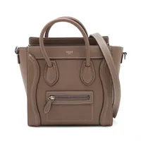 セリーヌ ラゲージ ナノショッパー レザー 2WAYハンドバッグ グレージュ