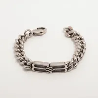 バレンシアガ インターロックBBロゴ GP ブレスレット シルバー