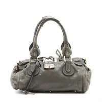 クロエ パディントン レザー ハンドバッグ グレー