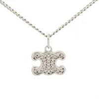 セリーヌ トリオンフ GP×ラインストーン ネックレス FTT2234 シルバー