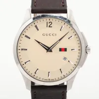 グッチ Gタイムレス 126.3 SS×革 QZ アイボリー文字盤