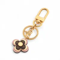 ヴィトン ポルトクレブルーミングフラワーBB M63085 GP×PVC×レザー キーホルダー OB1221 ゴールド×ブラウン×ピンク