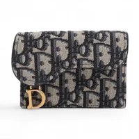 ディオール オブリーク サドル キャンバス×レザー カードケース ネイビー