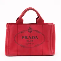 プラダ カナパ キャンバス ハンドバッグ レッド