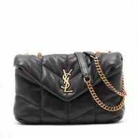 サンローランパリ パファー レザー チェーンショルダーバッグ ブラック