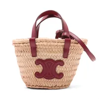 セリーヌ トリオンフ パニエ ラフィア 2WAYハンドバッグ ベージュ