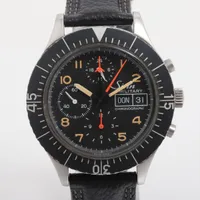 ジン ミリタリークロノグラフ 156.B SS×革 AT ブラック文字盤